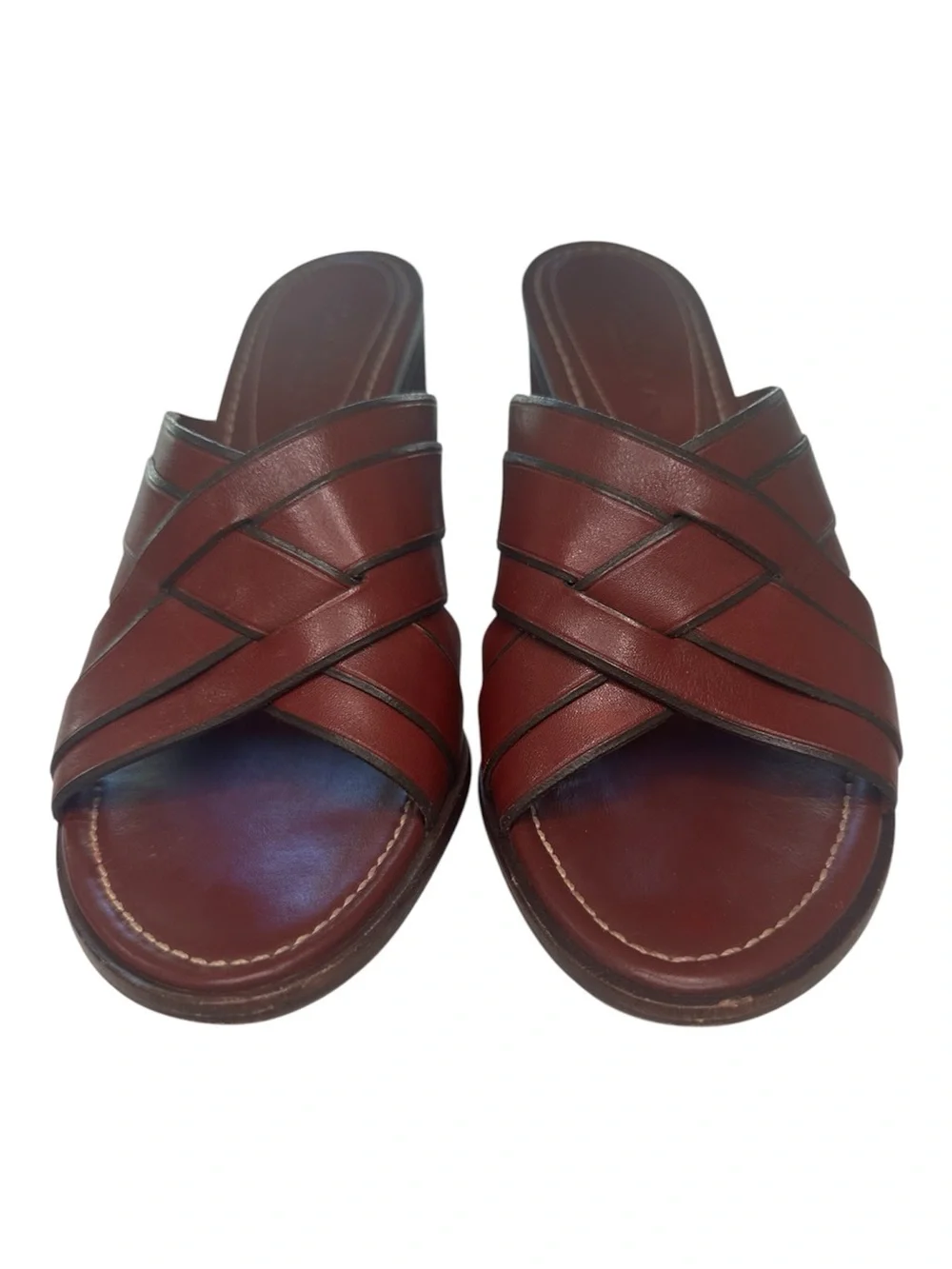 Cole Haan Mule Sandals Heels Country Crisscross Leather Red Women’s Size 6 1/2